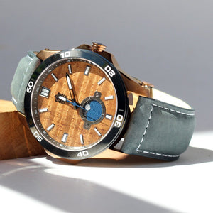 THE CASTAWAY KOA WOOD WATCH (COPPER & LEATHER BAND)