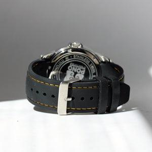 THE WATERMAN KOA WOOD WATCH (47MM, CHROME, BLUE OR BLACK SILICONE BAND)
